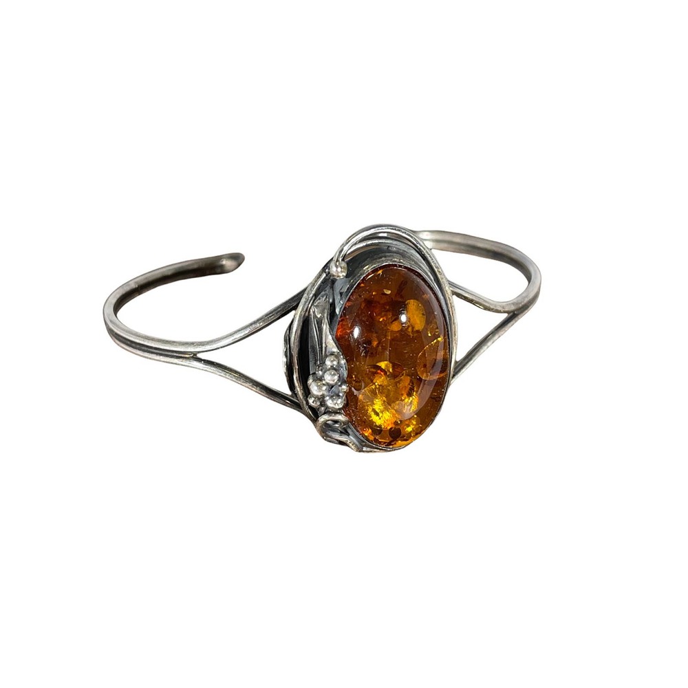 Amber and Silver Cuff Bracelet